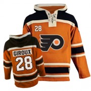 Old Time Hockey Philadelphia Flyers NO.28 Claude Giroux Men's Jersey (Orange Authentic Sawyer Hooded Sweatshirt)