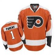 Reebok Philadelphia Flyers NO.1 Bernie Parent Men's Jersey (Orange Premier Home)
