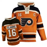 Old Time Hockey Philadelphia Flyers NO.16 Bobby Clarke Men's Jersey (Orange Authentic Sawyer Hooded Sweatshirt)